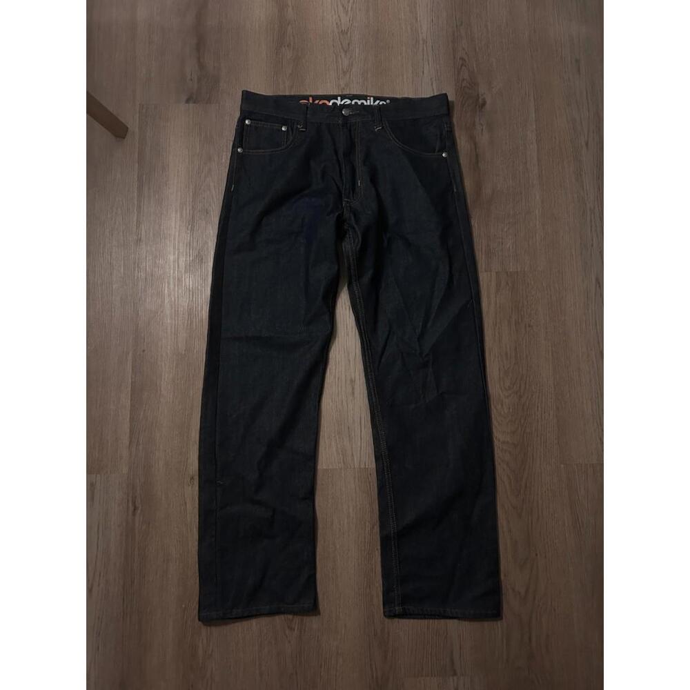 Akademiks Jeans Mens 36x34 Dark Denim Loose Fit Embroidered Back Y2K Wide Leg